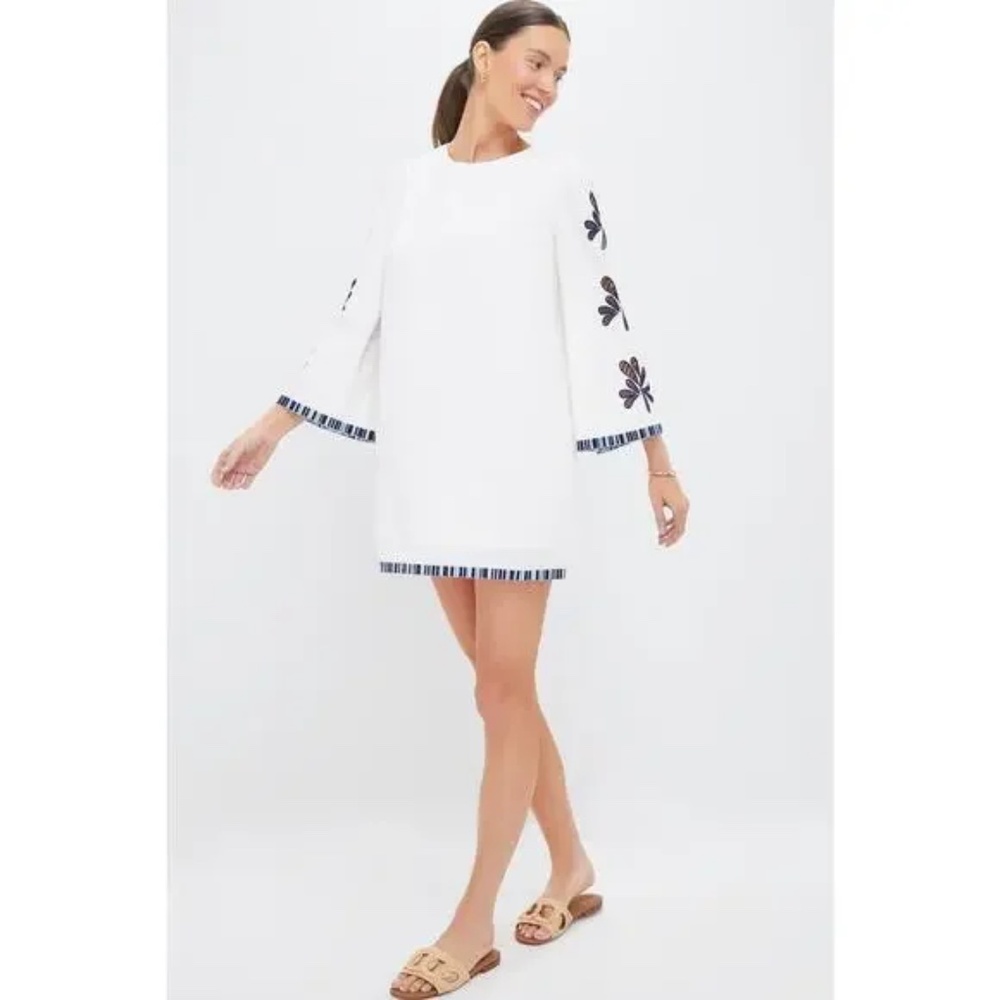 Tuckernuck Hyacinth House White & Blue Embroidery Atlantic Mini Dress/ XS